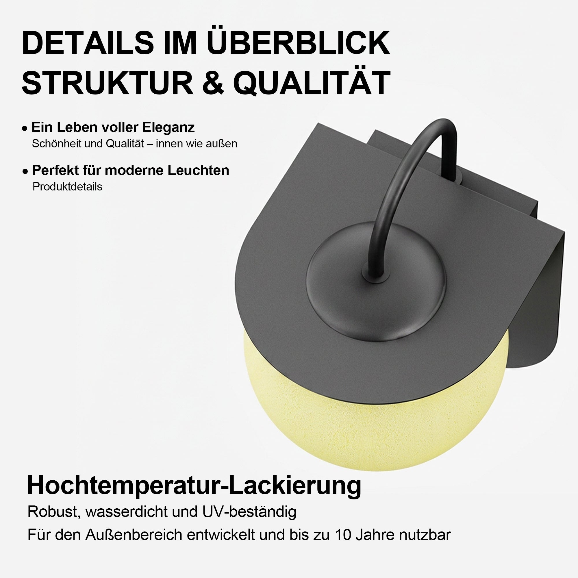 Moderne wasserdichte Außenwandleuchte für Villa, Garten und Balkon – Mond-Design, hochwertige Stimmungslampe für Eingangsbereich und Terrasse