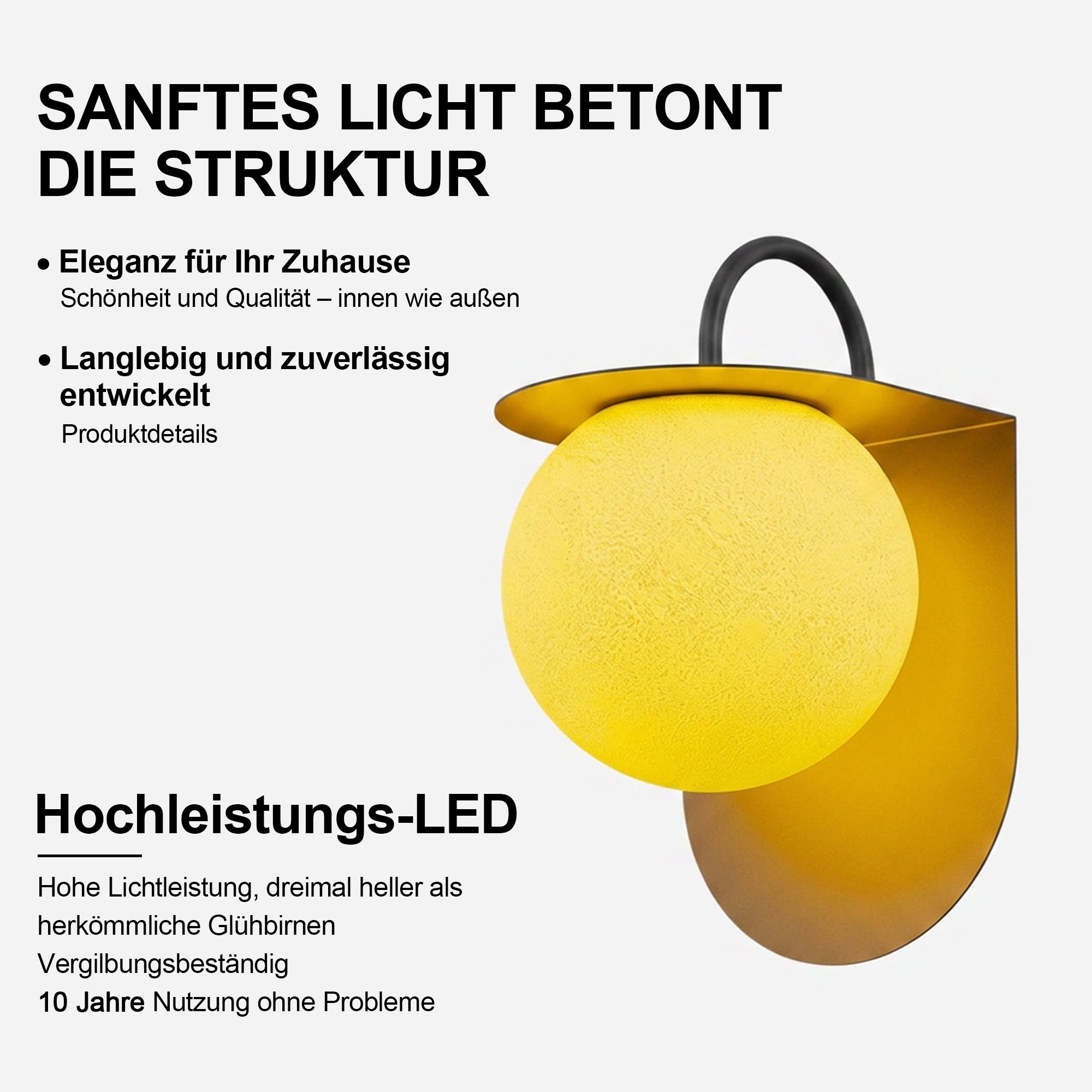 Moderne wasserdichte Außenwandleuchte für Villa, Garten und Balkon – Mond-Design, hochwertige Stimmungslampe für Eingangsbereich und Terrasse