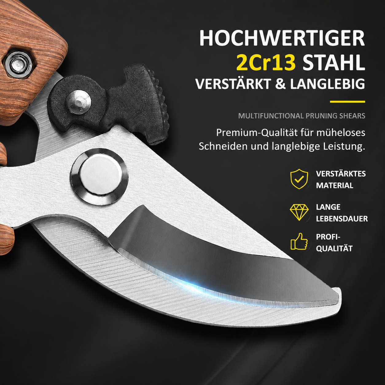 Gartenschere – ergonomische Astschere für Baumschnitt, kraftsparend, SK5 Stahl, scharf & langlebig
