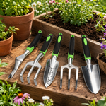 Premium 5-teiliges Gartenwerkzeug-Set aus Aluminium – ergonomische Pflanzschaufeln, Kultivator, Rechen & Wurzelentferner für präzise Gartenarbeit