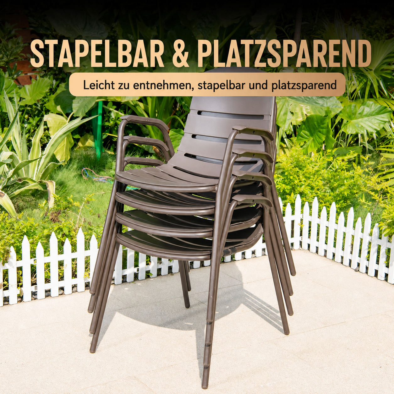 Balkon-Set: Runder Gartentisch mit Stühlen – wetterfest & UV-beständig für Garten, Terrasse & Camping