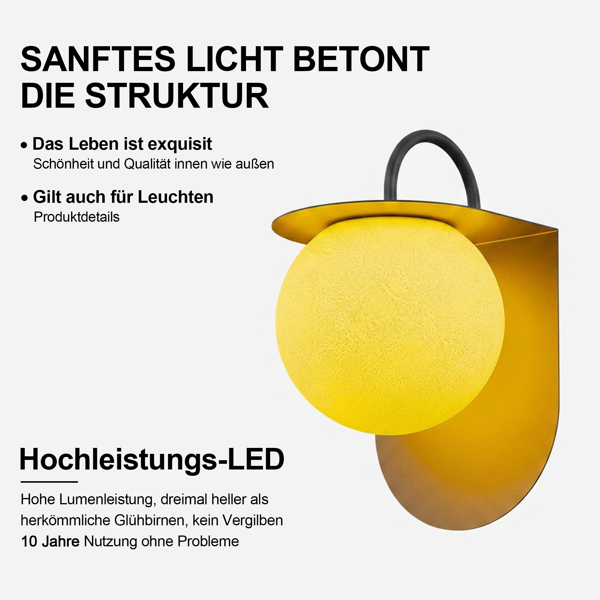 Moderne wasserdichte Außenwandleuchte für Villa, Garten und Balkon – Mond-Design, hochwertige Stimmungslampe für Eingangsbereich und Terrasse