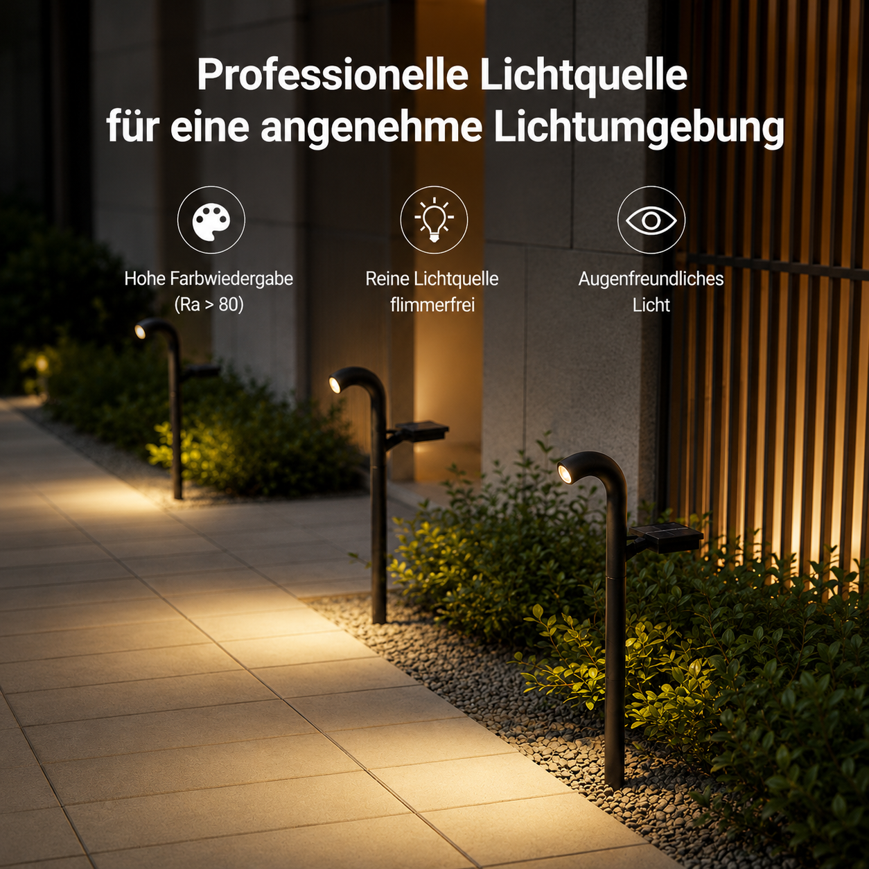 Solar Außenleuchte für Garten – LED Wegeleuchte für Hof, Einfahrt & Terrasse, dekorative Gartenbeleuchtung für Landschaft & Atmosphäre