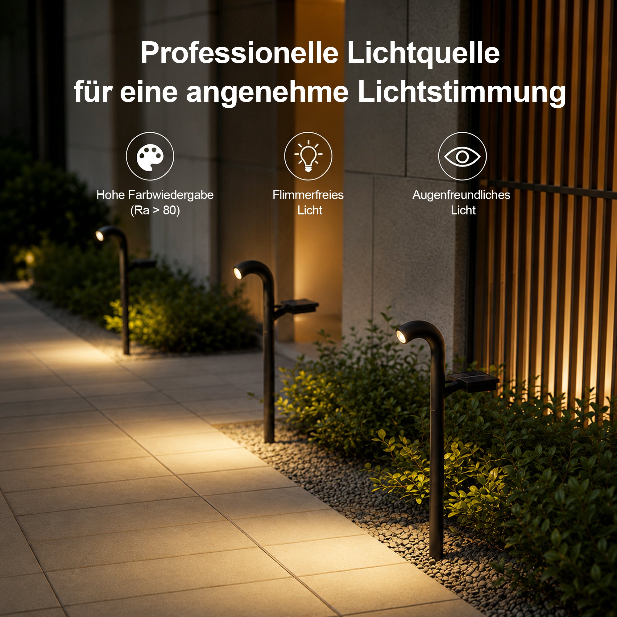 Solar-Außenleuchte für Garten – LED-Wegeleuchte für Hof, Einfahrt & Terrasse, dekorative Gartenbeleuchtung für Landschaft & Atmosphäre