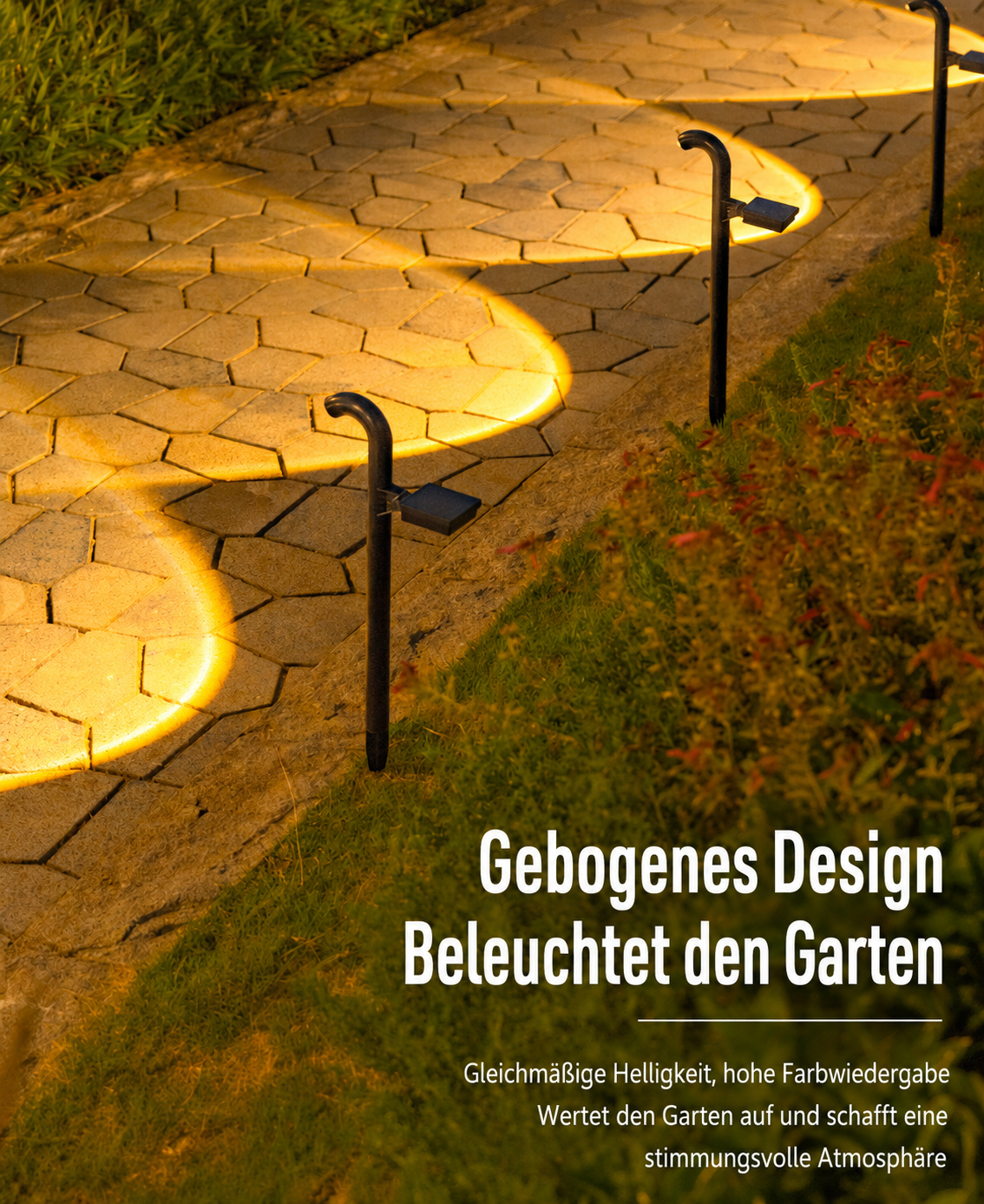 Solar Außenleuchte für Garten – LED Wegeleuchte für Hof, Einfahrt & Terrasse, dekorative Gartenbeleuchtung für Landschaft & Atmosphäre