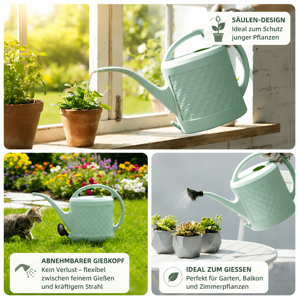Gießkanne mit Langhals – große Kunststoff-Gartengießkanne für Garten, Blumen & Gemüse