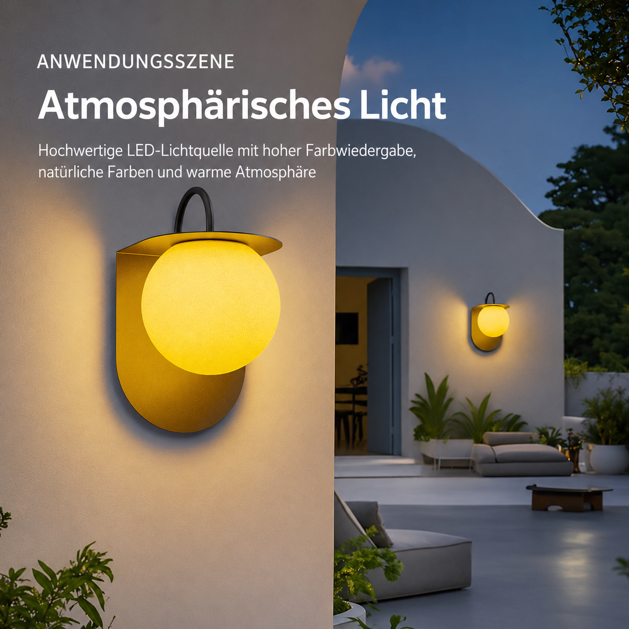 Moderne wasserdichte Außenwandleuchte für Villa, Garten und Balkon – Mond-Design, hochwertige Stimmungslampe für Eingangsbereich und Terrasse